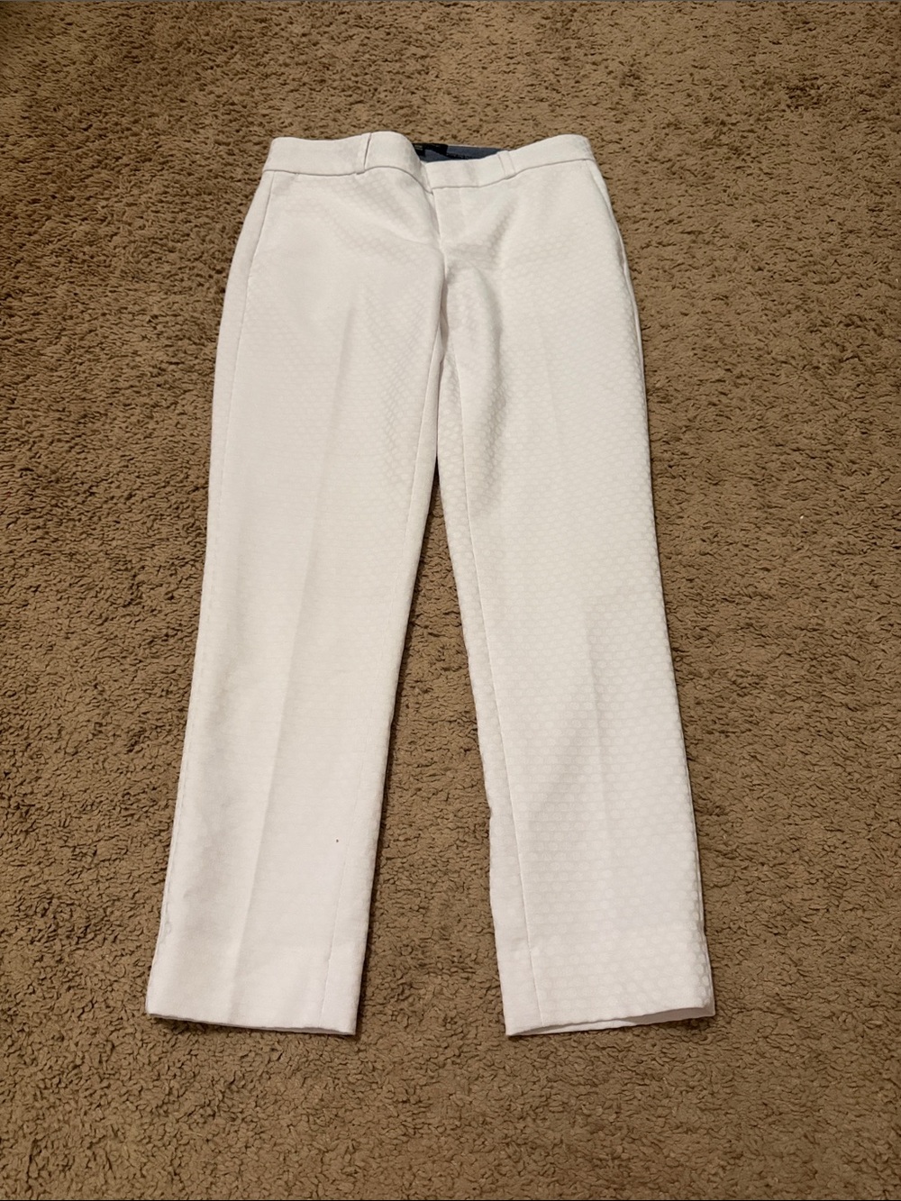 Banana Republic White Textured Straight-Leg Pants